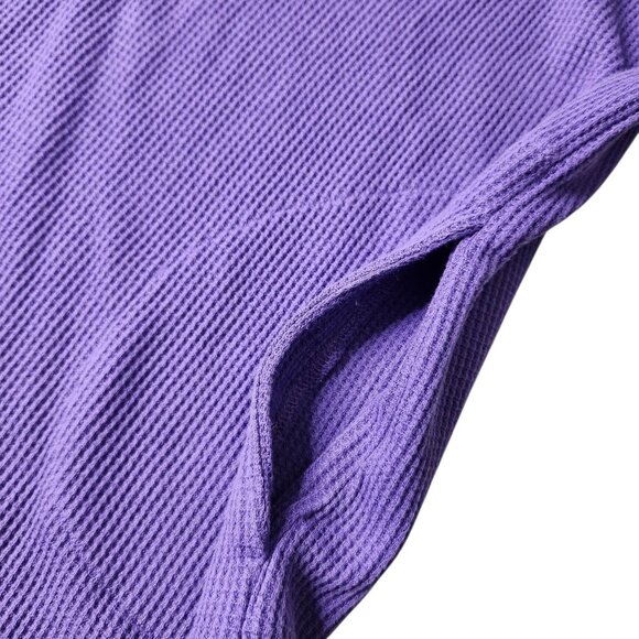 Quacker Factory Shirt Womens Purple Waffle Knit Long Sleeve Rhinestone Rivets 1X - Picture 5 of 9